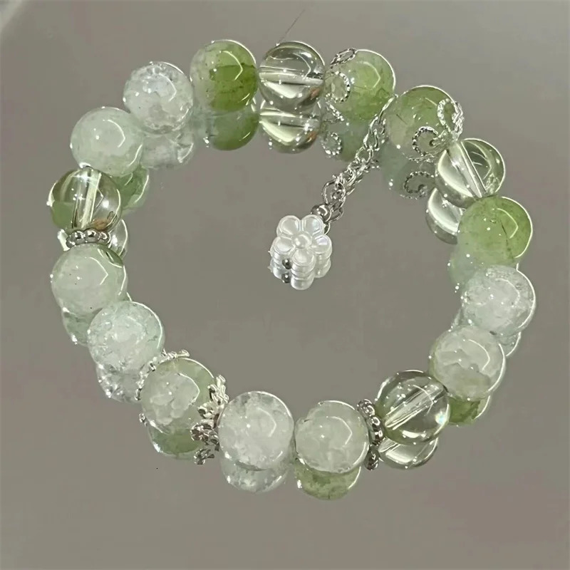 Bracelet en cristal de pop-corn vert simple adapté aux femmes coréennes Filles Flower Foxes Feather Bracelets Bracelets Amitié bijoux cadeaux 241