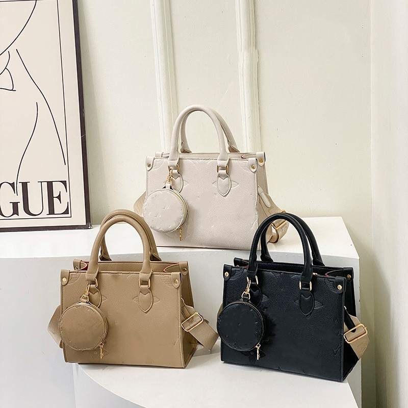 Designer bag Luxury on the go shopper Bag for Womens Leather embossed pochette mens Clutch Cross Body travel Tote With shoulder straps Purses hand b