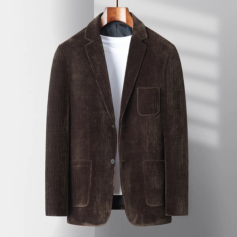 Veste de costume en velours côtelé avec une poignée à double bouton mince et élégante toute l'automne et l'hiver Single Western 241010