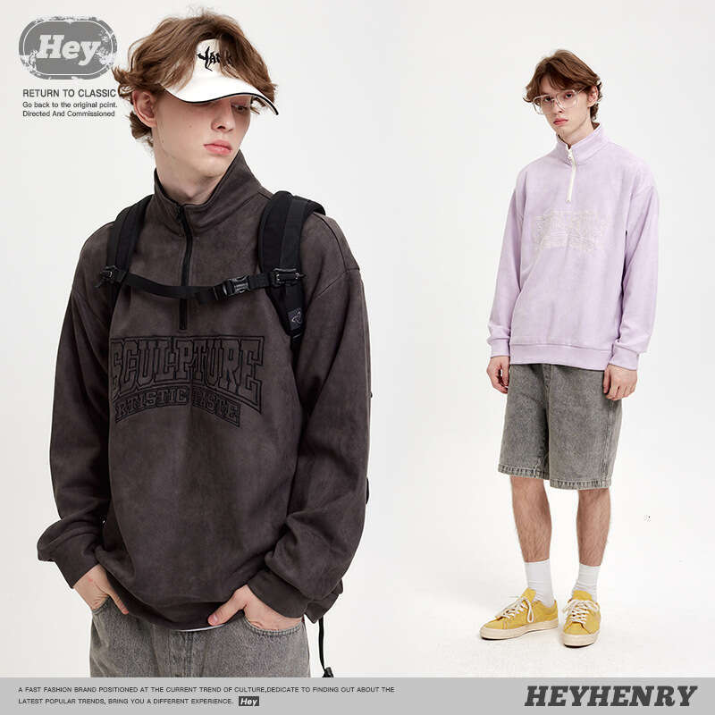 Best-seller Heyhenry American Fashion Label lettre ample brodée automne/hiver hommes et femmes surdimensionné polyvalent à manches longues sweat