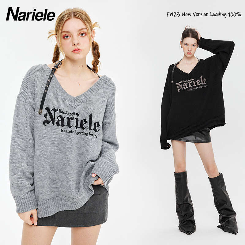 Best-seller Heyhenry lâche col suspendu Harajuku col en v automne/hiver pull tricoté femmes à manches longues fille épicée Instagram manteau à la