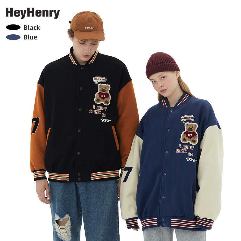 Bestseller Heyhenry Plush Baseball Jersey Casual Bear Letter Academy Jacket For Men And Women Couple Top Ddmylion