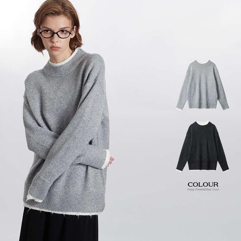 Bestseller Heyhenry Fake Two Piece Men Women, Autumn Winter Trends, Round Neck Knit Sweater For Couples, Loose And Versatile Ddmylion