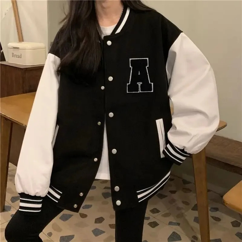Deeptown Varsity baseball jacket womens Harajuku fashion Korean streetwear bomber jacket couple uniform oversized jacket womens 241010