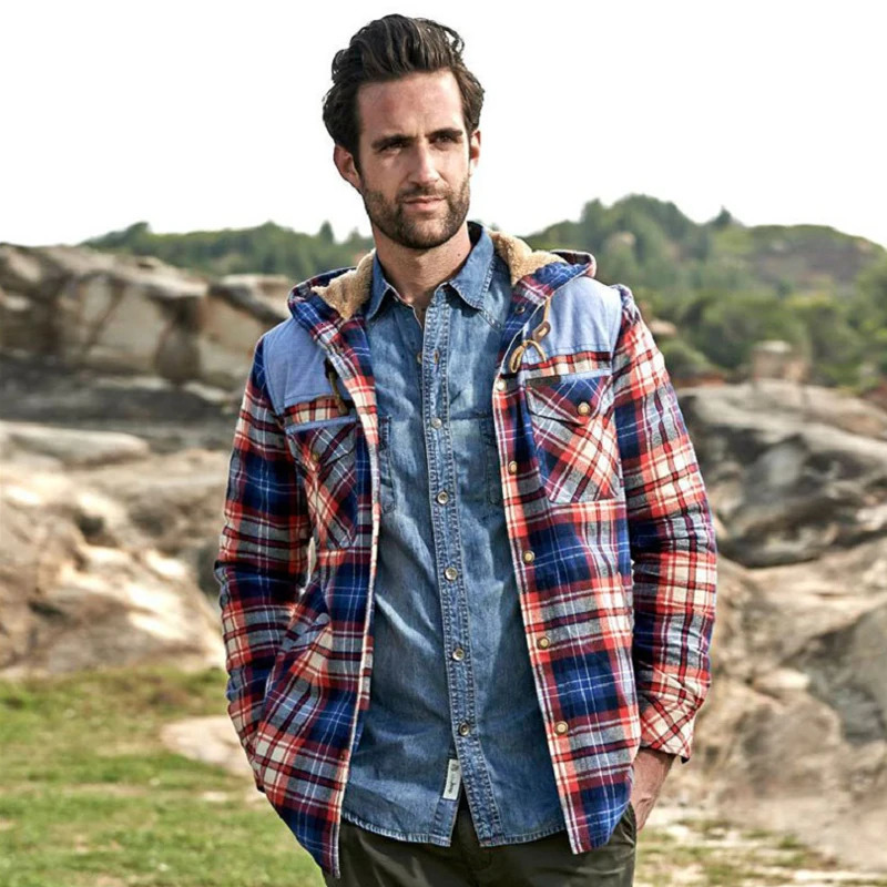 Veste militaire en laine d'hiver pour hommes veste à capuche chaude épaisse 100% coton coton Coton Casual Flannel Shirt Single coffre Veste en la