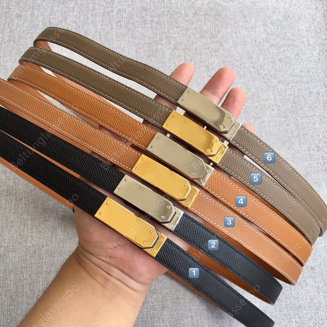 Ceinture Designer Femme Luxe Cuir Véritable Boucle Or Argent Serrure Largeur 1,8cm Mini Classique Mode Réglable 6 Couleurs 12 Options