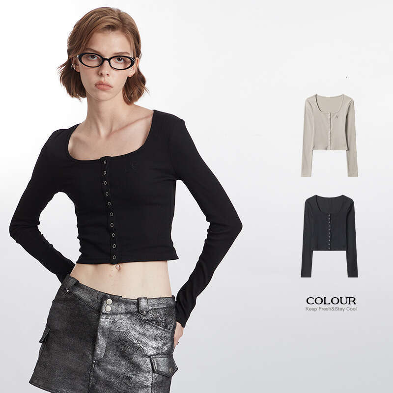 Bestseller Heyhenry 24 Spring Autumn New Design Sense, Niche Slim Fit And Slimming Top, Short Long Sleeved T-Shirt, Women's Ins Ddmylion