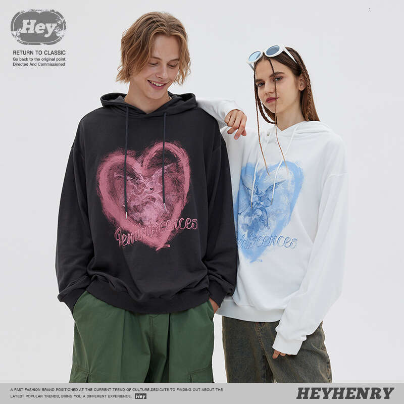 Best-seller Heyhenry American Ins Style Love Sweat à capuche pour couples, design décontracté, haut de niche pour garçons et filles Ddmylion