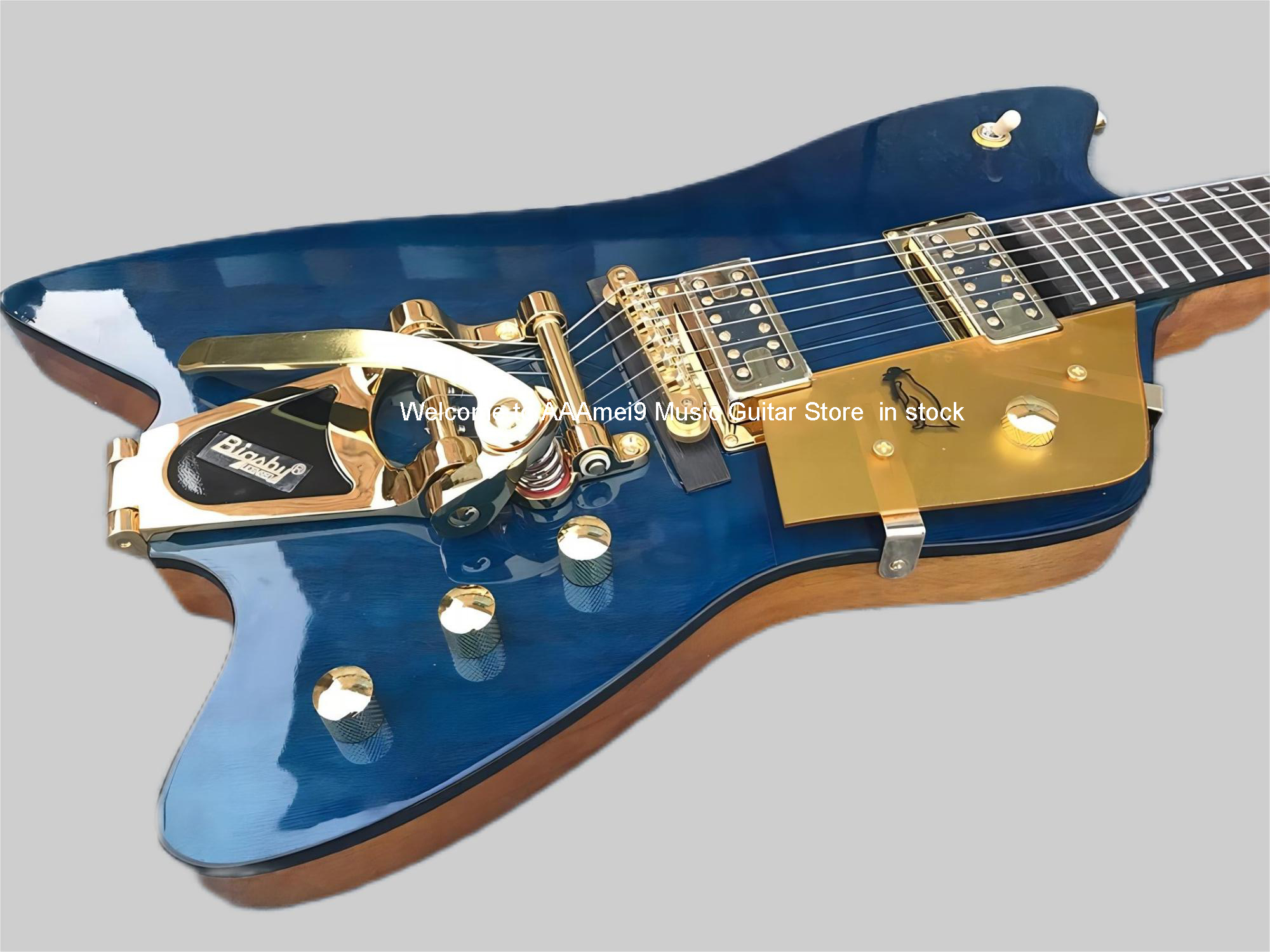 6199TW Billy Bo Jupiter Fire Thunderbird Western Orange Electric Guitar Steer Head & Fence Pearloid Inlays, Bigs Tremolo Bridge, Gold Hardware, R-image-1025256406