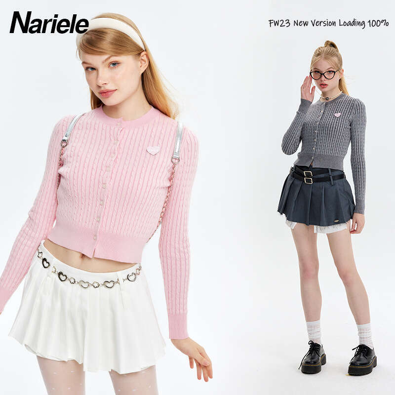 Best-seller Heyhenry automne nouveau pâte frite torsions motif pull femmes tricoté Cardigan à manches longues brodé haut porter manteau court Ddm