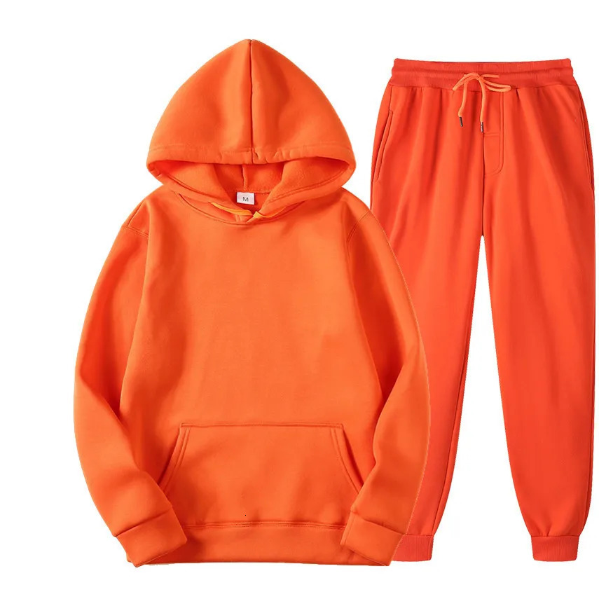 Sweat à capuche pour hommes ensembles de sweat-shirt de couleur unie aux femmes à capuche à manches longues décontractées pantalons en deux pièce