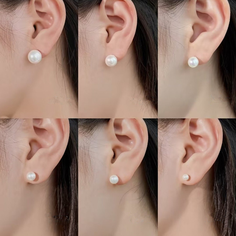 Boucle d'oreille de luxe en perles naturelles pour femme, 4mm, 5mm, 6mm, argent sterling s925, or blanc 14 carats, eau douce, boucles d'oreilles