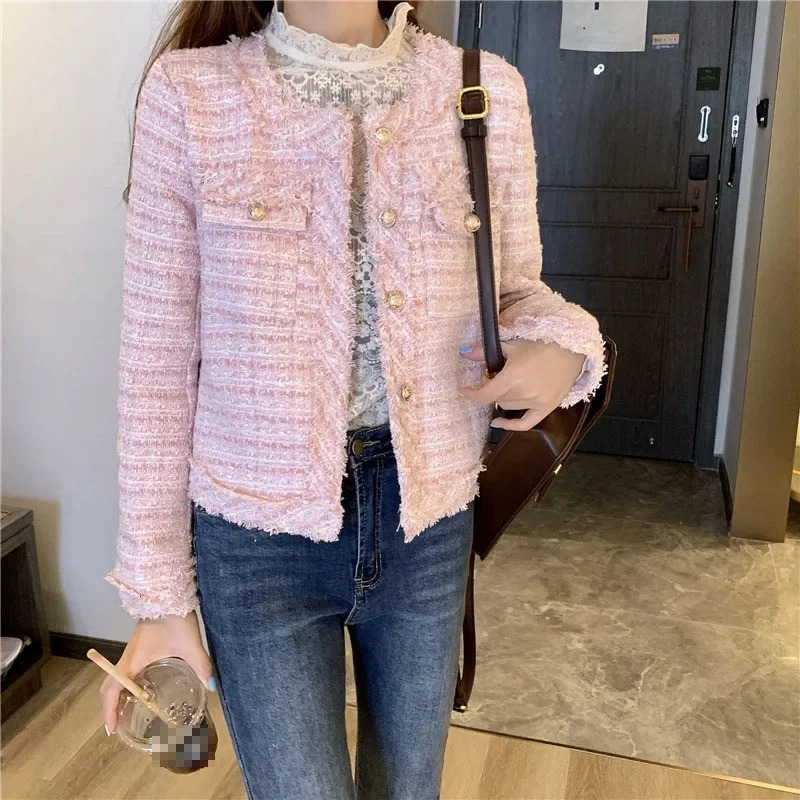 Womens autumn and winter elegant warm wild cardigan wool sweater short casual shirt 241010