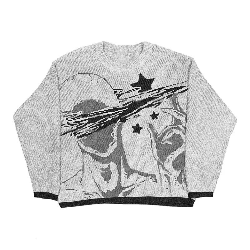 Hip Hop Rap Retro Vintage Loose Anime Ugly Pullover Sweater Knit 2024 Y2K Mens Jumpers Knitwears Oversized Women 241007Z