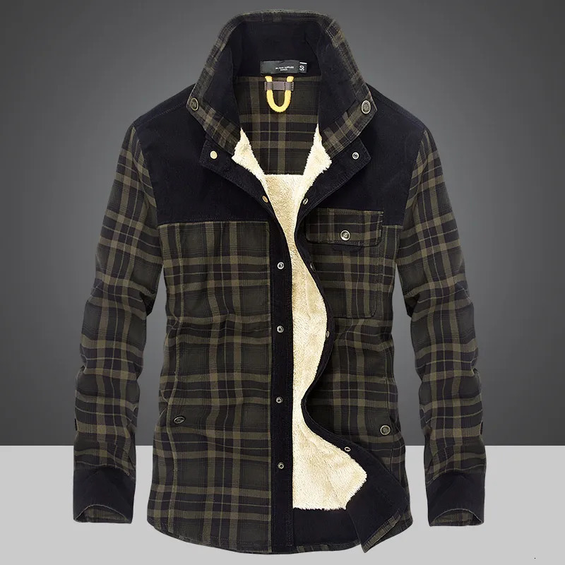 Veste d'hiver pour hommes veste de chemise en laine épaisse 100% coton pur veste de flanelle ordinaire vêtements militaires chaquetas hombre tail