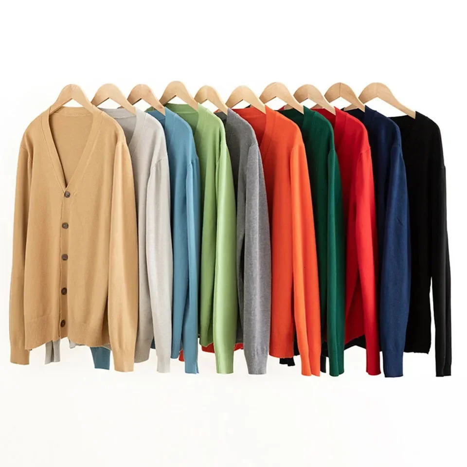 Fashion Mens Classic Solid Color Knit VNeck Cardigan Sweater Soft Baggy High End Cardigans Sweaters Coat Man Clothing 240930Z