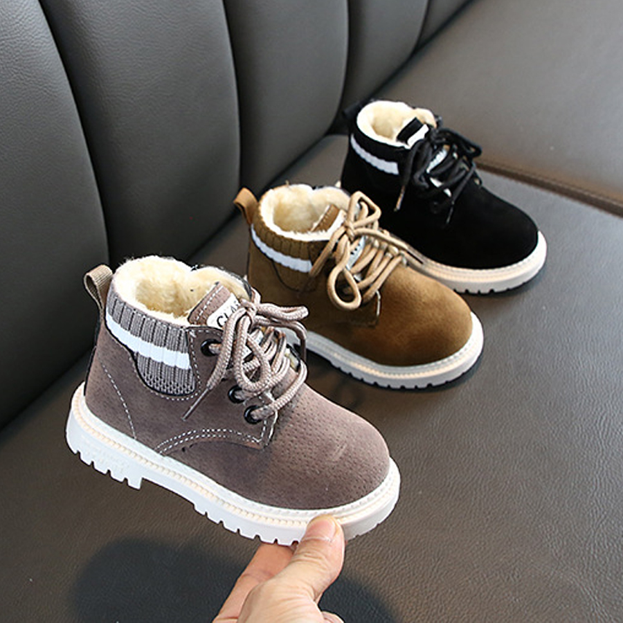 Enfants en peluche Boots de neige d'hiver Coton Tissu Enfants Chaussures mignons Baby Baby Toddler garçons filles Bottes chaudes Tailles 21-30