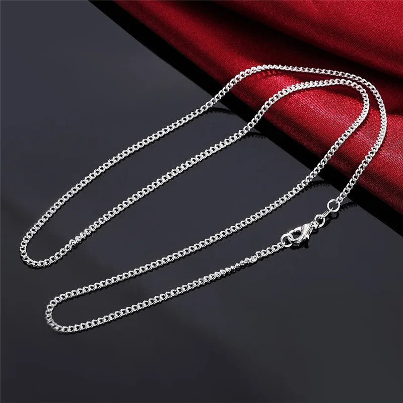 40-75cm Wholesale 925 Pure Silver Necklace 2MM Chain Wedding Mens High Quality Jewelry Gift 241011