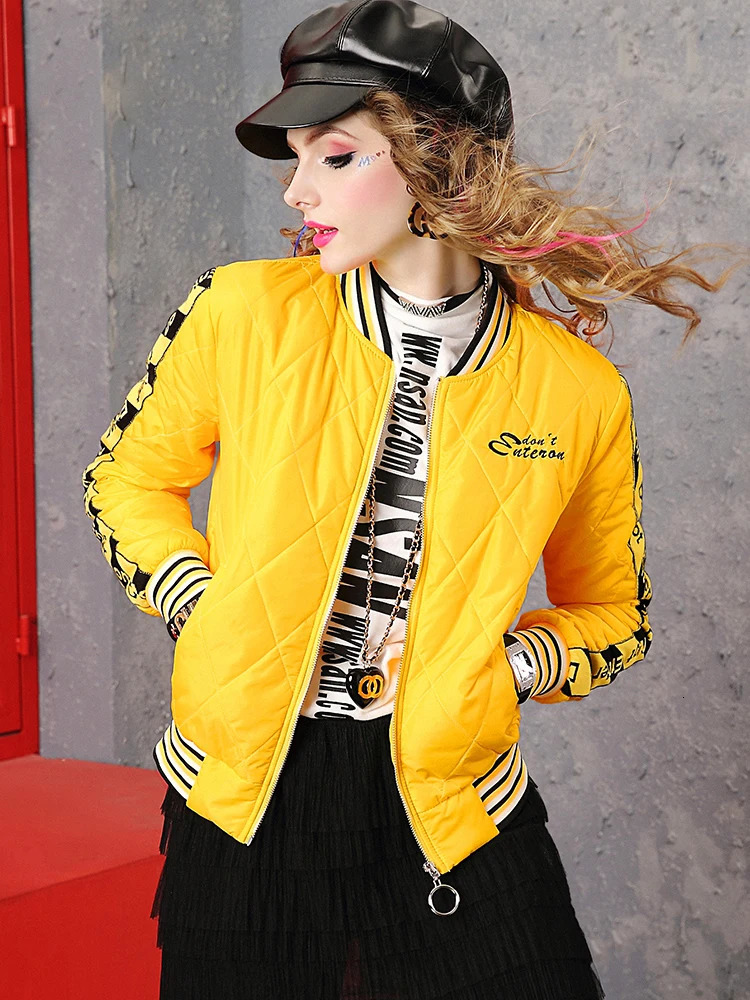 Yellow Winter coat for women short jackets Womens Long Sleeve Woman clothing top 241011