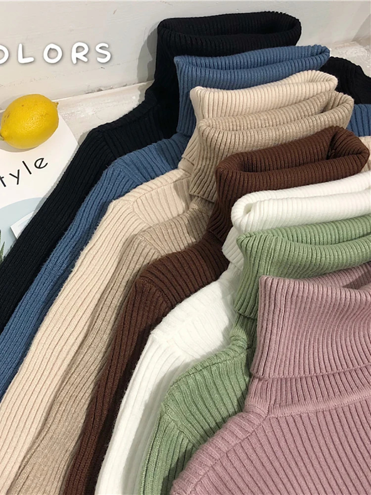 Turtleneck Sweater Womens 2024 Autumn Winter Tops Korean Slim Women Pullover Jumper Knitted Pull Femme Hiver Truien 241007Z