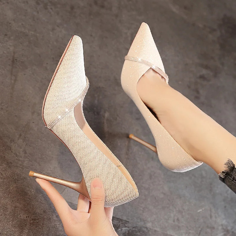 High Heels Women with Spring and Autumn Pointy Womens Dress Wedding Temperament Banquet Single Shoe 8122