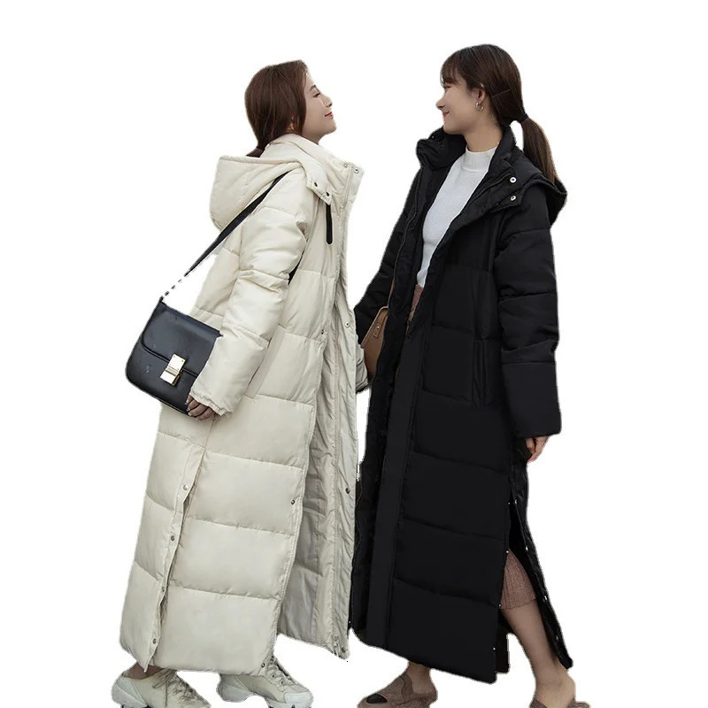 Femmes doudoune épaisse version coréenne Parka Extra longues vestes solide hiver veste femmes manteaux vêtements d'extérieur pour femmes 241008