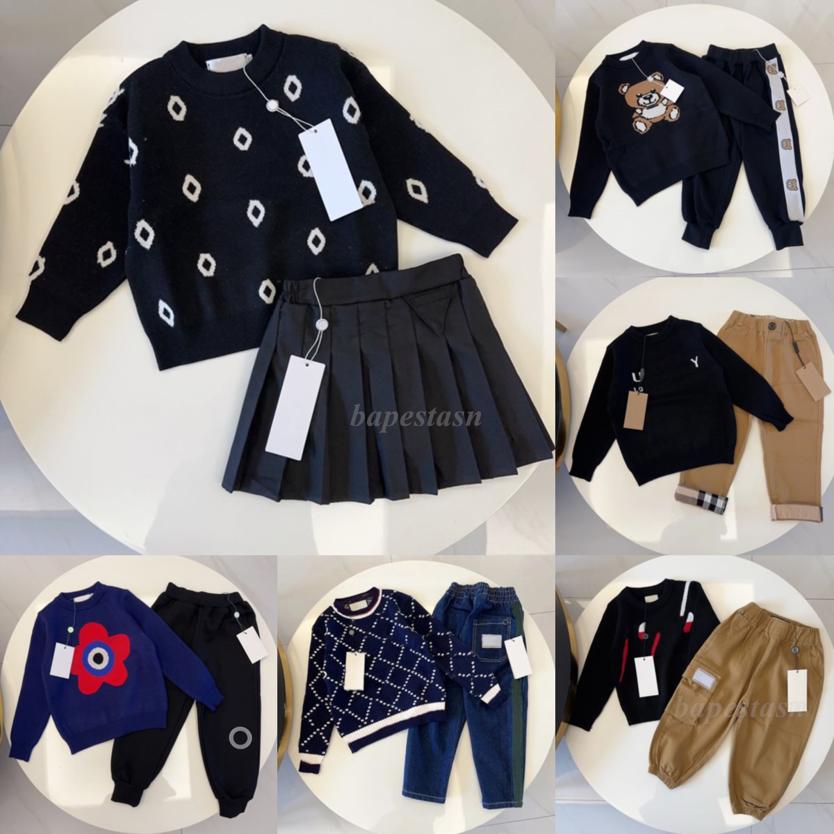 kids Sweater pants set boys girls woolen sweater skirt toddlers clothing baby sets children clothes spring autumn winter Youth clothes Soft breat-image-1025237198