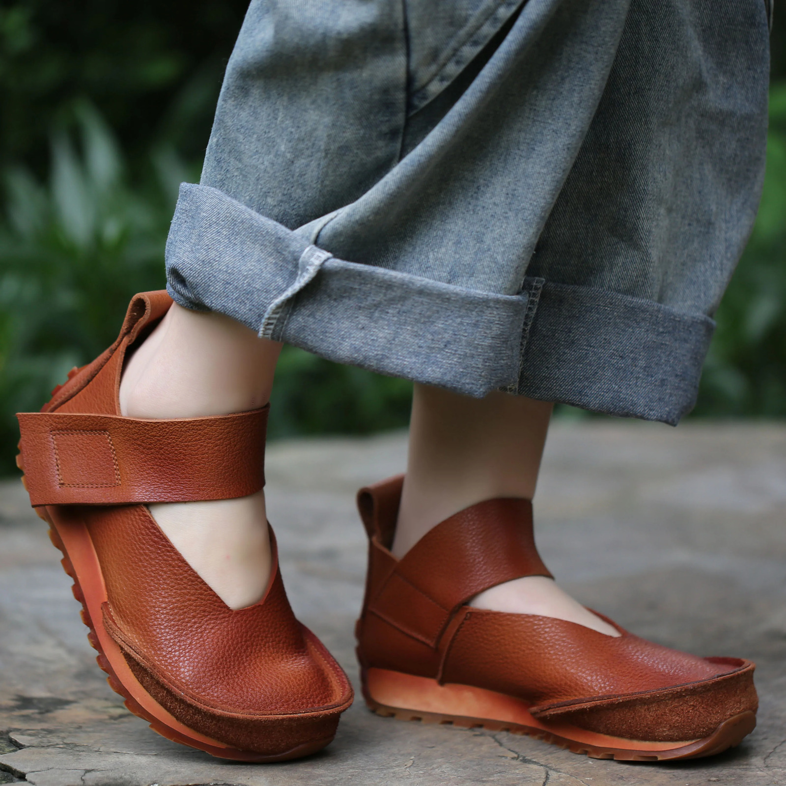 Birkuir rétro Mary Jane Femmes plate-forme plate authentique en cuir épais talon roma chaussures pour ladie 3738