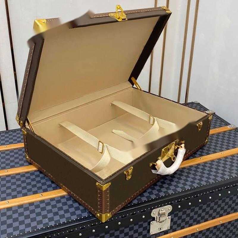 10a suitcase Brown flower Luggage Handbags canvas lining rounded leather handles Leather trim reinforced designer women men trunk box-image-1025470219