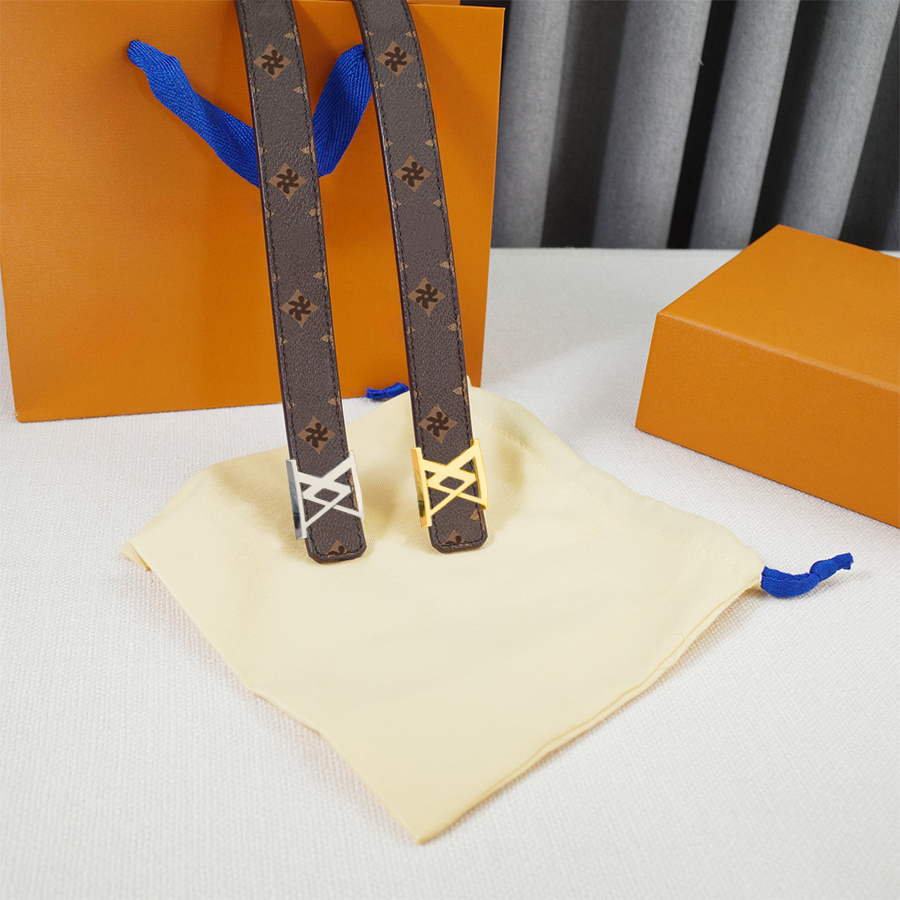 Woman Designer Belt Cowskin Width 2.5CM Belts Genuine Leather Man Classic Smooth Buckle Gold Sliver Color Brown Flower Letters Design-image-867845095