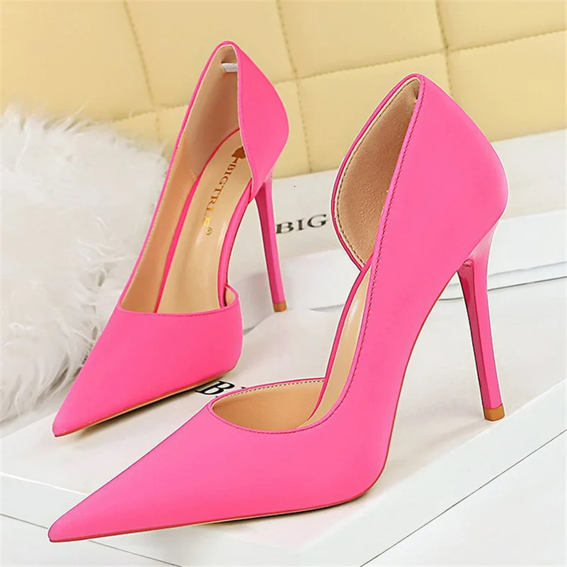 10 Colors Women 10.5cm High Blue Pumps Lady Wedding Evening Party Purple Peach Heels Silk Satin Nightclub Prom Dress Shoe 21c0