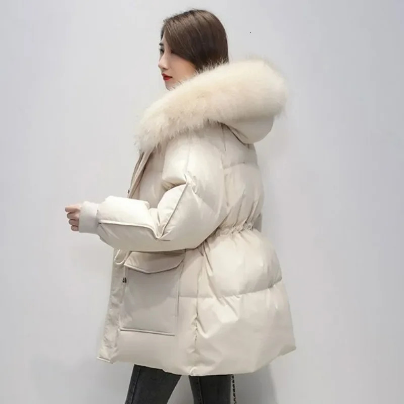 Women Down Cotton Coat Winter Jacket Female Short Parkas Loose Thick Warm Outwear Hooded Fur Collar Versatile Overcoat 2024 241011