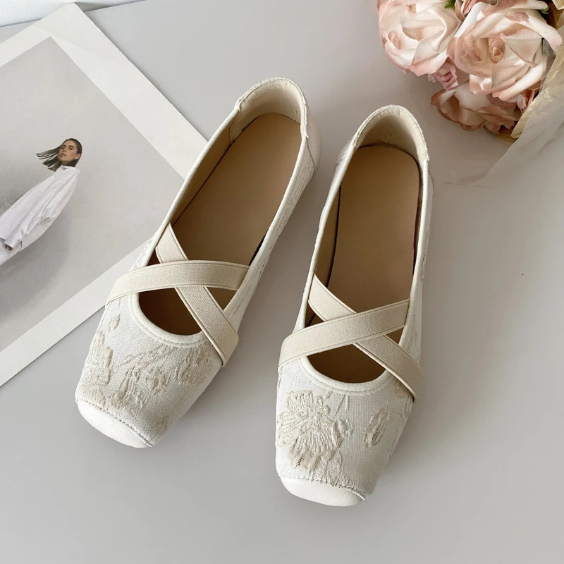 ral broder ballet chaussures femme élégante al orteil blanc dentelle ballerina plates dames cross bretelles de mariage mary jane 0257