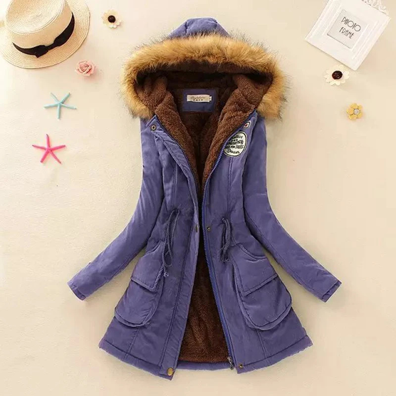 2023 Winter 16 Color Cotton Padded Hooded Fur Long Jacket Women Plus Size 3XL Big Parka Casual Coat Thick Snow Windbreaker 241011