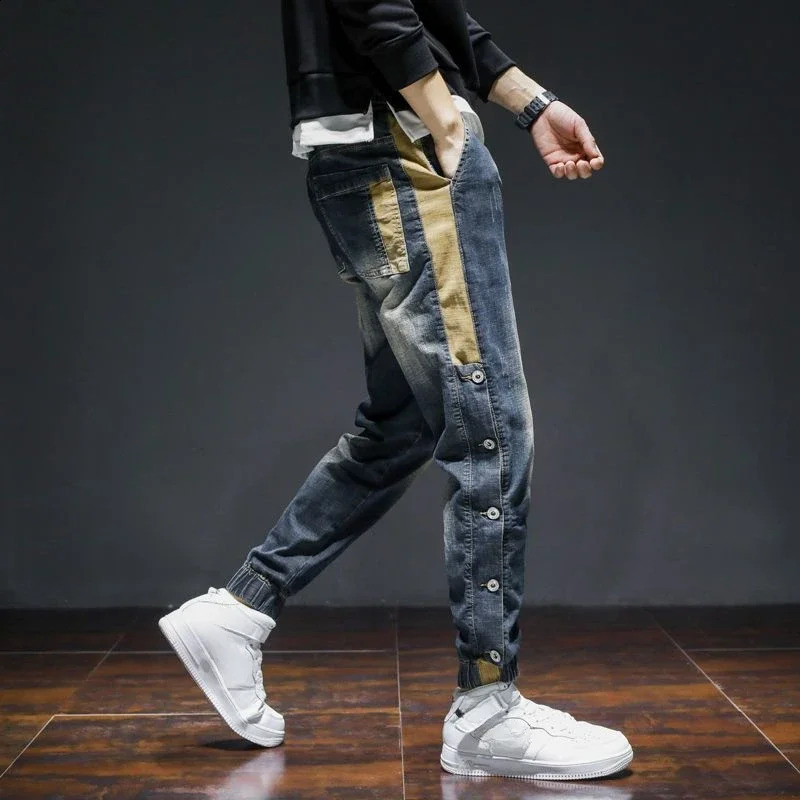 Trousers Spring Autumn Male Cowboy Pants Harem Tapered Mens Jeans Goth Classic Wide Leg in Stacked Regular Stylish Harajuku 241008