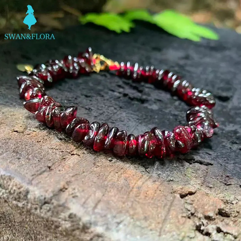 Bracelet Garnet Natural Stone rouge bijourie irrégulière en gros et N à la main Perles de pierre précieuse