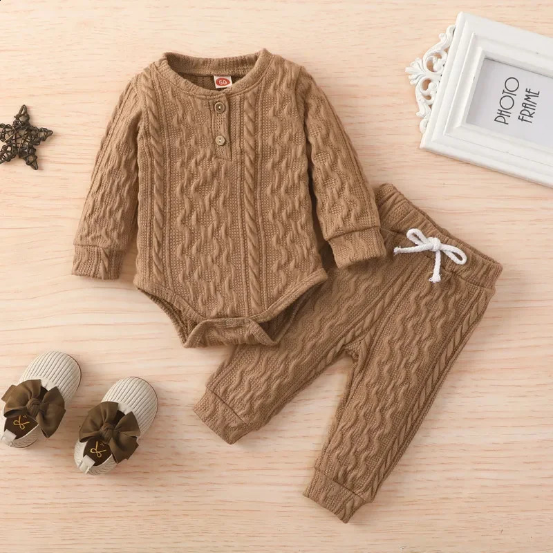 Born bébé fille garçon body combinaison pantalon de bodys vêtements d'automne pull à manches longues et pantalon à tricoter des articles vêtement