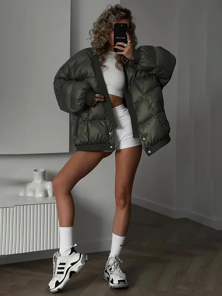 Womens clothing y2k autumn and winter V-neck bedding bread jacket womens jacket thick and warm jacket 241011