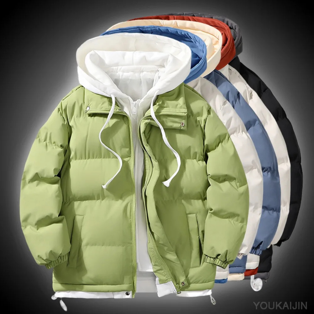 Winter American vacation two hooded bread jackets Y2K street fashion loose streetwear hip-hop couple thick jacket mens clothing 241015
