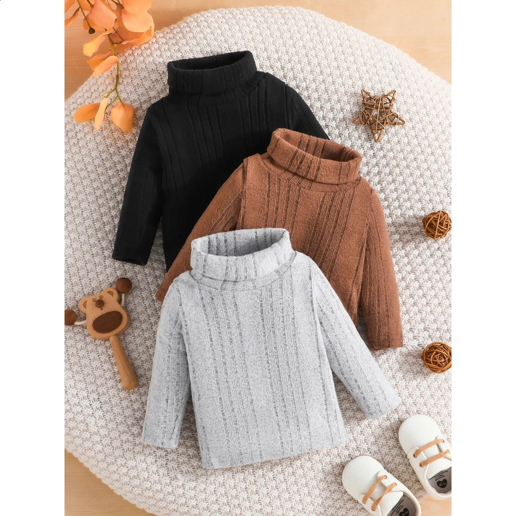 3pcs Set Ootd Terno pour bébé né Unisexe Boy Girls Top 324 mois Fashion Long Manche à manches chaudes Hiver 241014