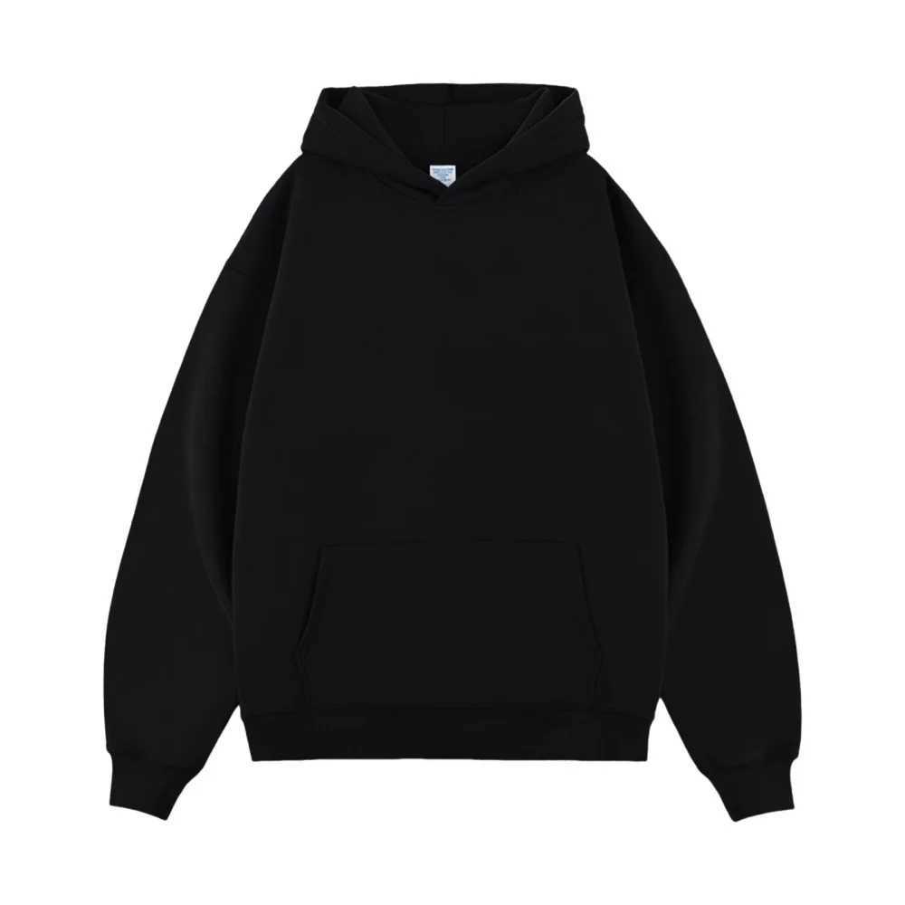Men's Hoodies Sweatshirts 2024mens foreign trade plush hoodie with plain back kangaroo pocket and cordless Oversize hoodie H241015 M0XV
