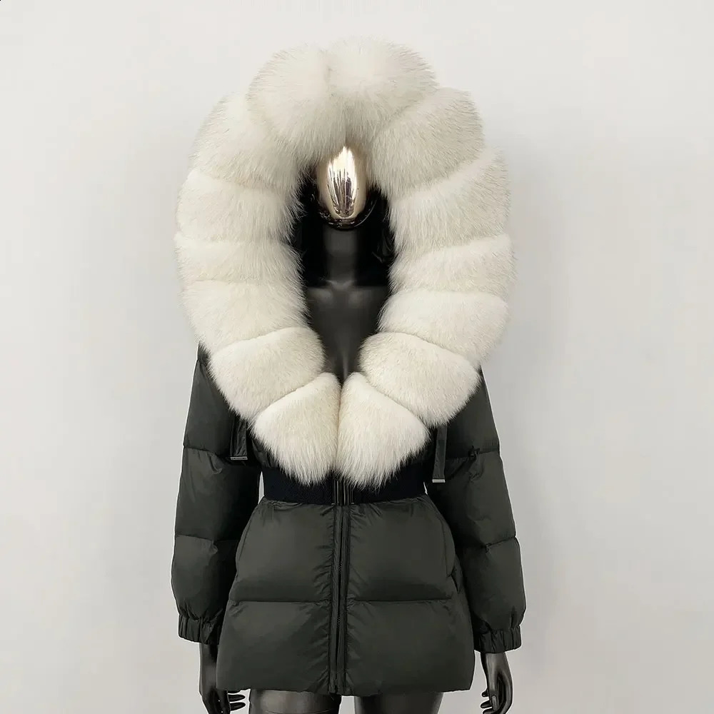 CXFS 2024 Winter Jacket Womens Real Natural Fox Fur Collar Thick Warmth 90% White Duck Down Jacket Womens Street Clothing Casual 241015