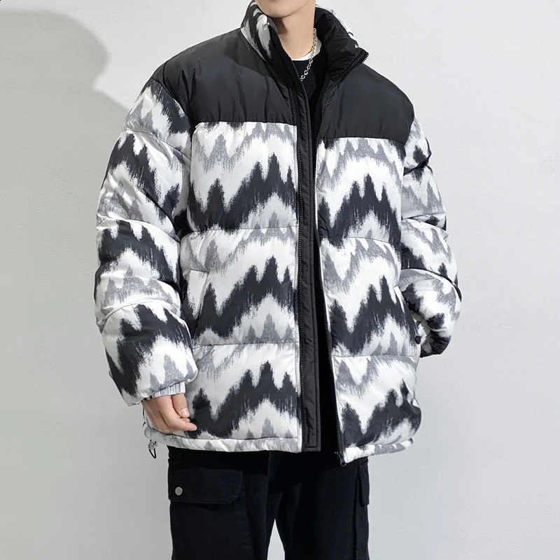Fashionable cotton padded jacket autumn and winter casual streetwear rack thickened collar park outdoor windproof and warm jacket 241015