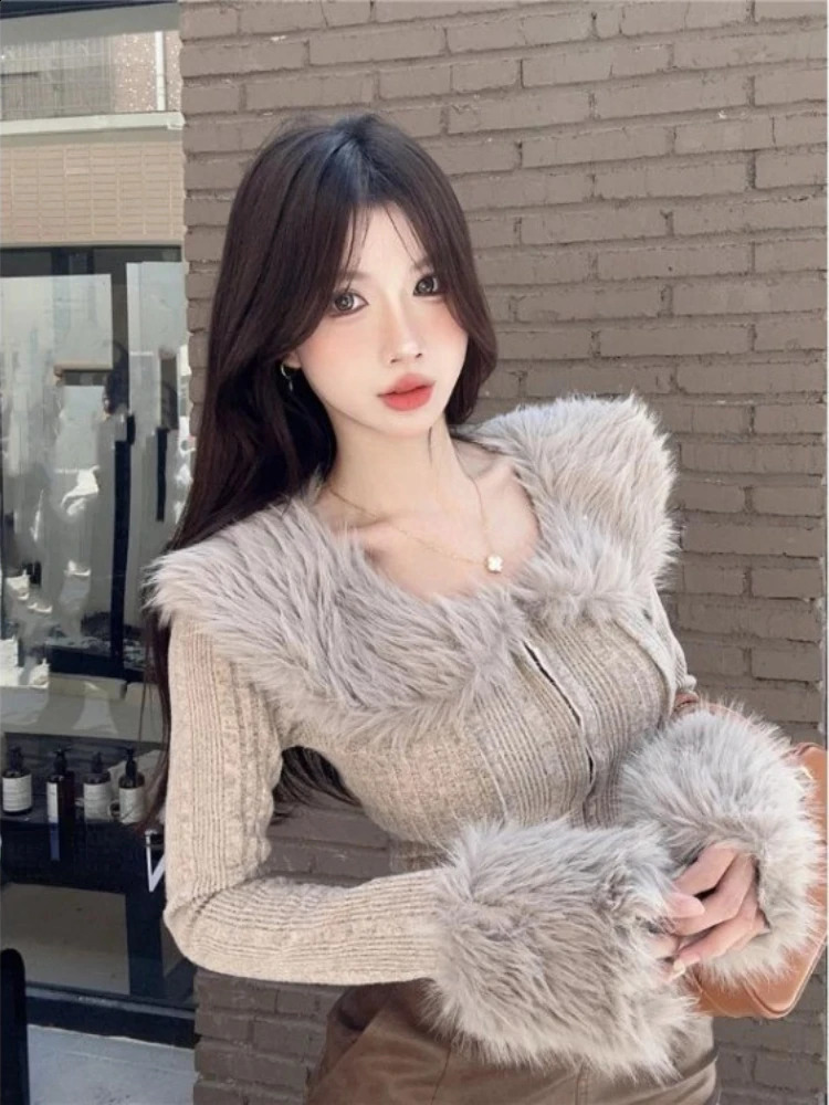Japanese fluffy and sweet Y2k Aesthetic Coats All Match casual Harajuku ultra-thin sweater fashionable womens plaid cardigan 241014