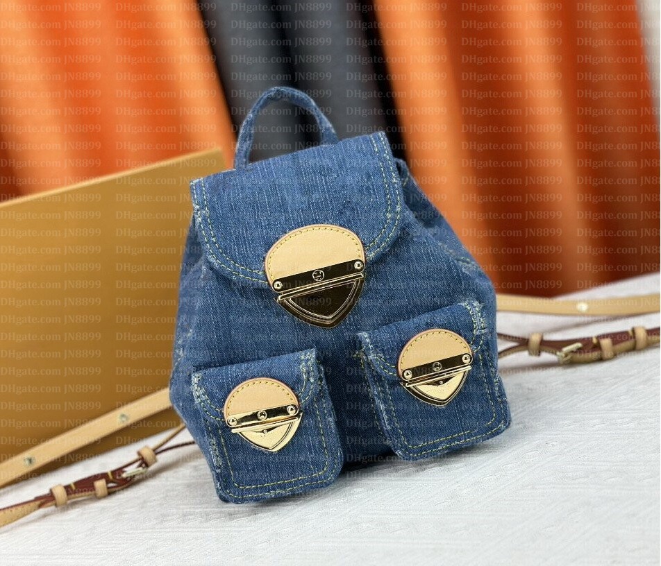 Designer Bag New Blue Denim Mini Backpack Designer Backpack for Woman Luxury Backpacks Travel Backpack Fashion Casual Women Small Backpacks Kids-image-988498109