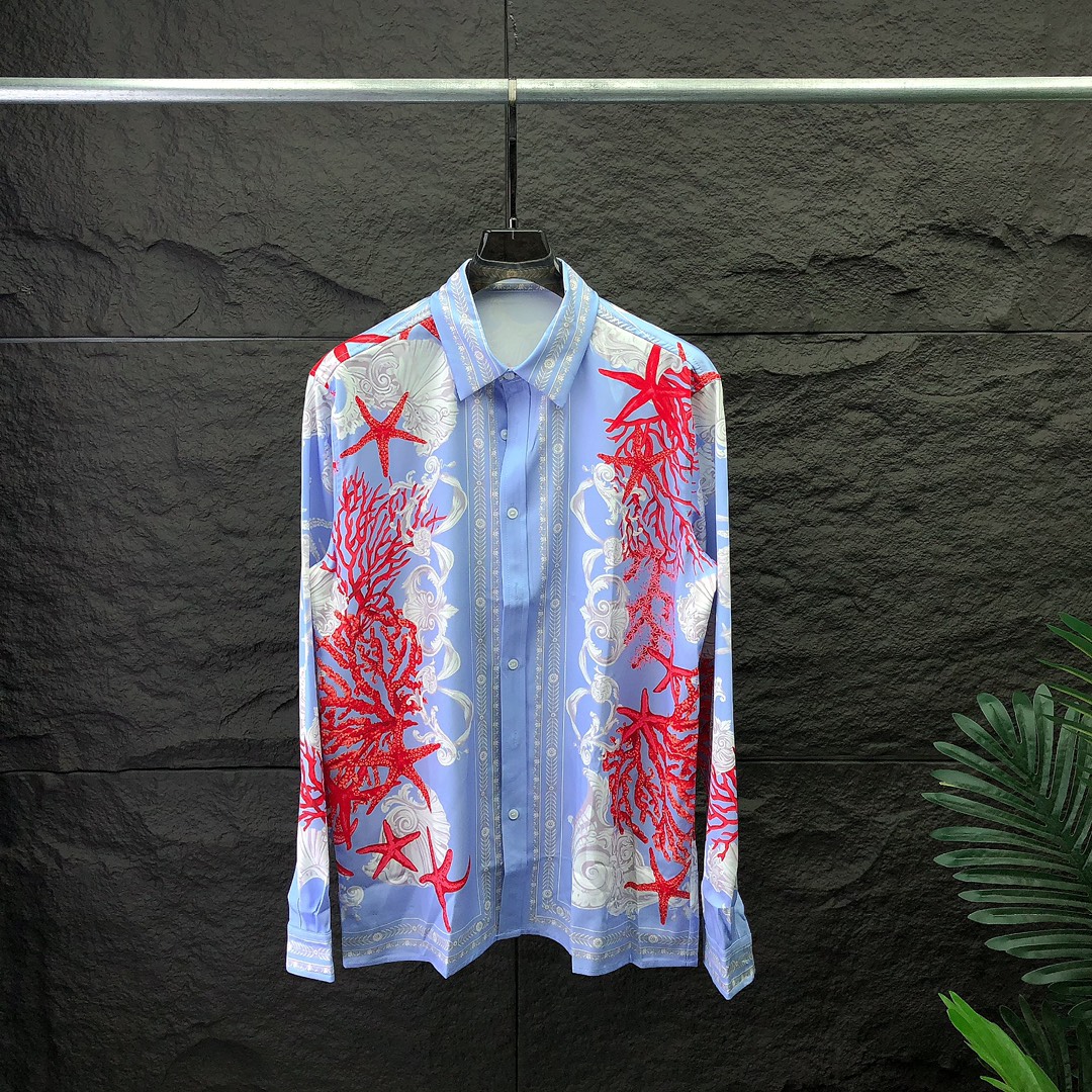 designer Mens Dress Shirt casual Slim Silk T-shirt Long sleeve Casual business clothing plaid men asian szie