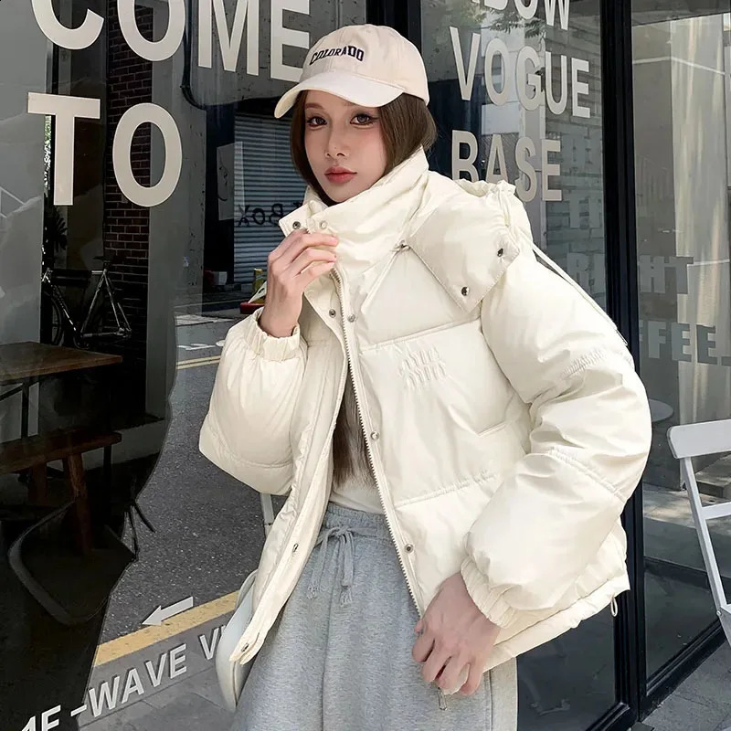 Lucyever Korean Style Short Hooded Parkas Women Autumn Winter Thicken Warm Cotton-Padded Jacket Fashion Loose Puffer Bread Coat 241011
