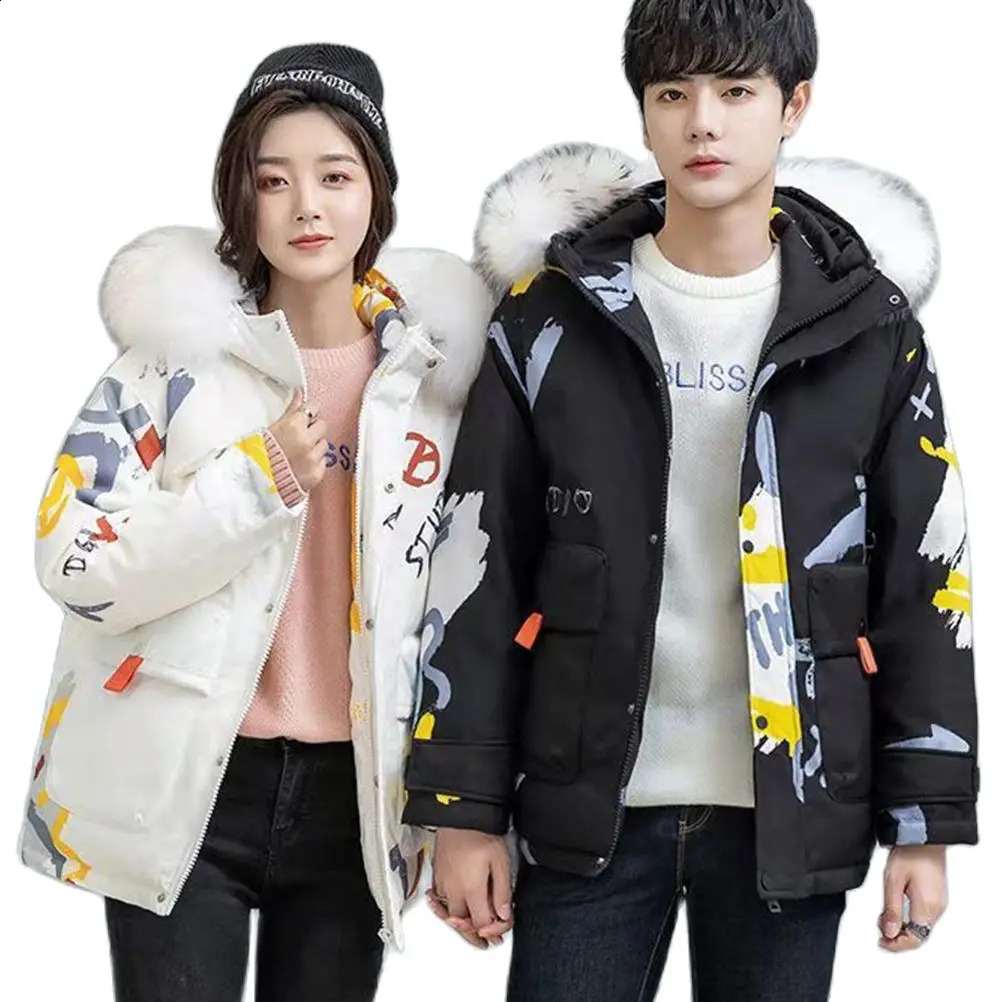 Down jacket womens short workwear couple jacket white duck down jacket mens jacket winter jacket student jacket y2k clothing zipper bomb 241011