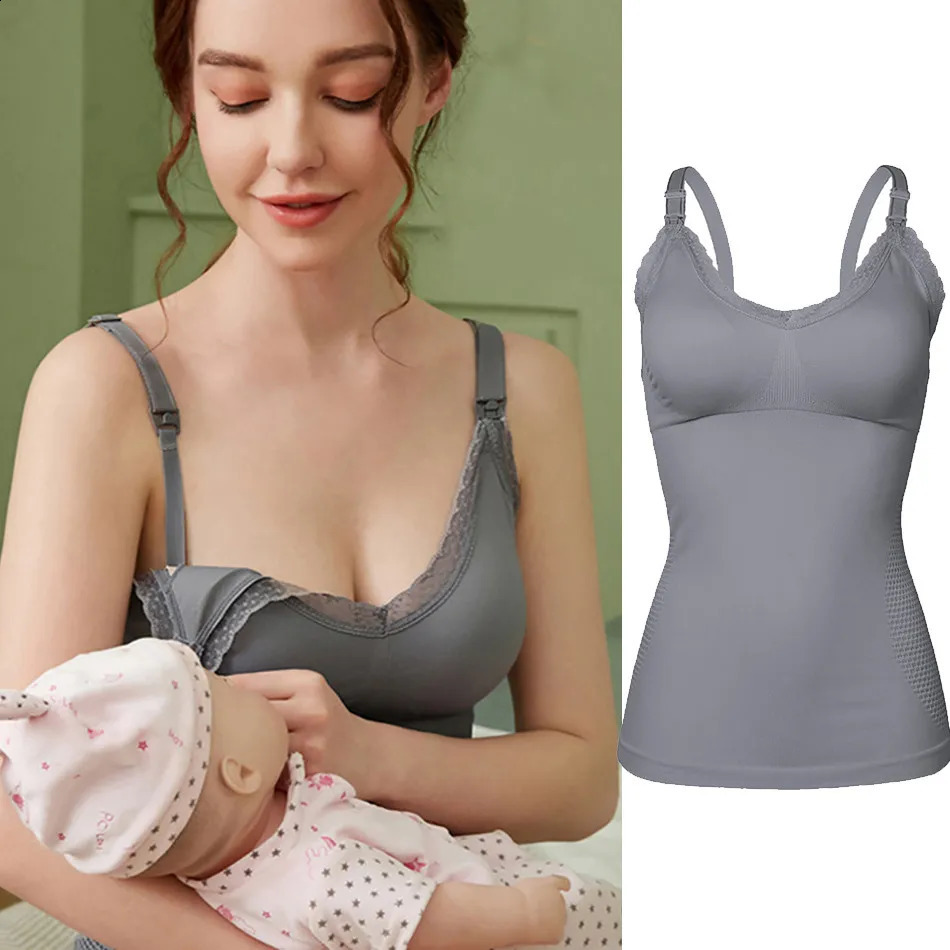 Pregnant Tank Tops Women Breastfeeding Seamless Nursing Bralette Maternity Comfort Lace Sleep Bras 241008