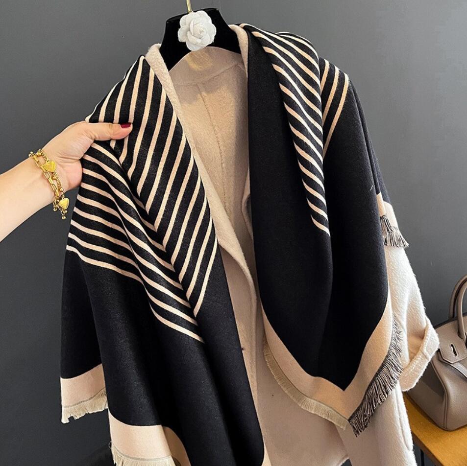 Scarves Winter imitate Cashmere High Quality Multicolor Soft Thicken Fashion Women Weaving Wool Spinning Keep Warm Wraps Scarf Size 130*128cm